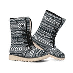 Black And White Tribal Geometric Print Winter Boots
