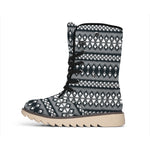 Black And White Tribal Geometric Print Winter Boots