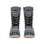 Black And White Tribal Geometric Print Winter Boots