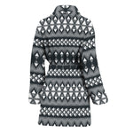 Black And White Tribal Geometric Print Women's Bathrobe