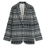 Black And White Tribal Geometric Print Women's Blazer
