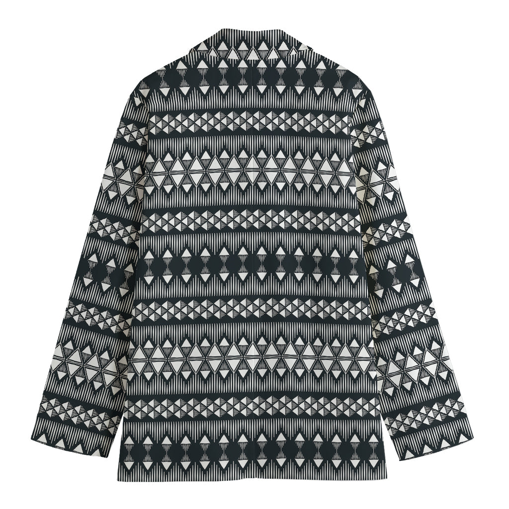 Black And White Tribal Geometric Print Women's Blazer