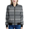 Black And White Tribal Geometric Print Women's Bomber Jacket