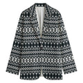 Black And White Tribal Geometric Print Women's Cotton Blazer