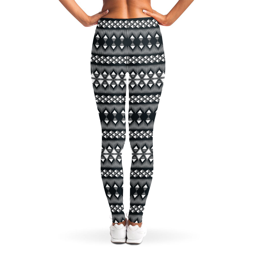 Black And White Tribal Geometric Print Women's Leggings