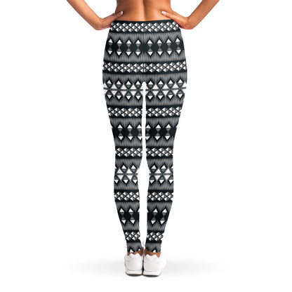 Black And White Tribal Geometric Print Women's Leggings