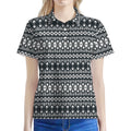 Black And White Tribal Geometric Print Women's Polo Shirt