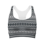 Black And White Tribal Geometric Print Women's Sports Bra