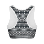 Black And White Tribal Geometric Print Women's Sports Bra
