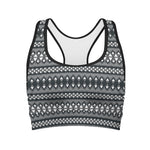 Black And White Tribal Geometric Print Women's Sports Bra