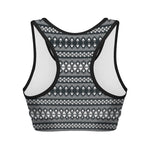 Black And White Tribal Geometric Print Women's Sports Bra