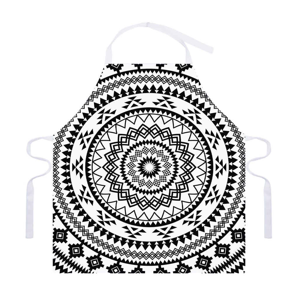 Black And White Tribal Mandala Print Adjustable Apron