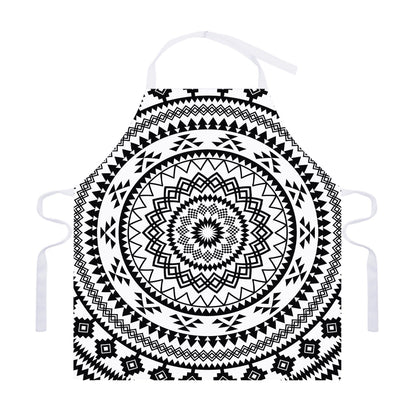 Black And White Tribal Mandala Print Adjustable Apron
