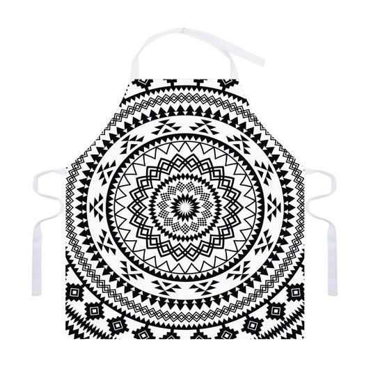 Black And White Tribal Mandala Print Adjustable Apron