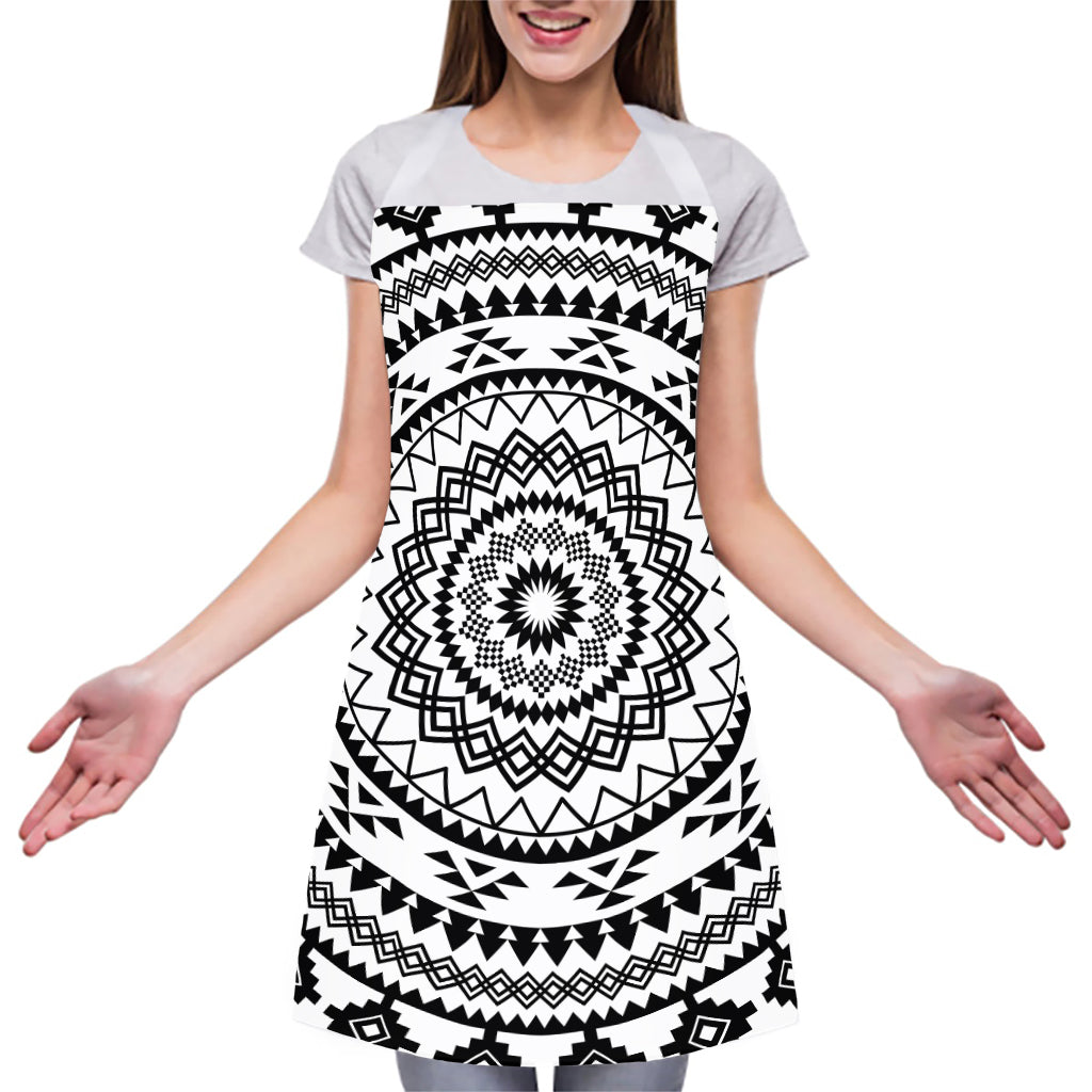 Black And White Tribal Mandala Print Adjustable Apron