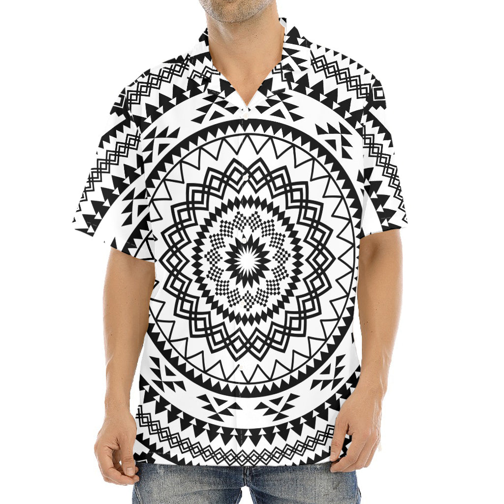 Black And White Tribal Mandala Print Aloha Shirt