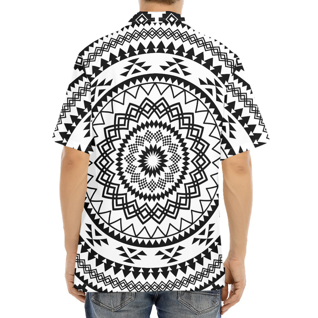 Black And White Tribal Mandala Print Aloha Shirt