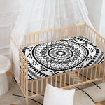 Black And White Tribal Mandala Print Baby Crib Sheet