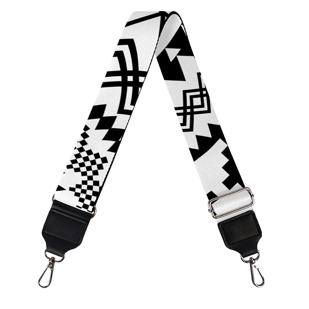 Black And White Tribal Mandala Print Bag Strap