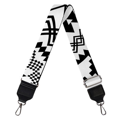Black And White Tribal Mandala Print Bag Strap