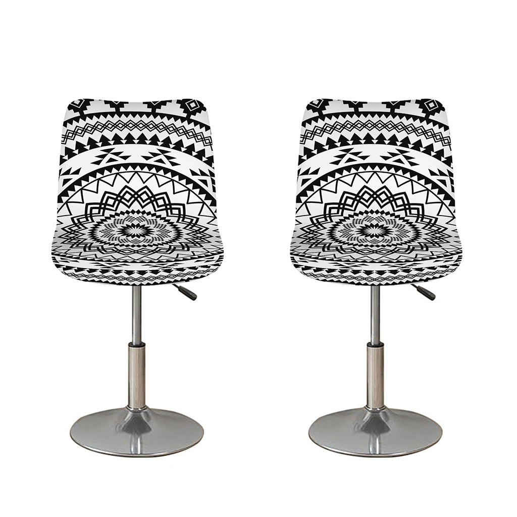 Black And White Tribal Mandala Print Bar Stool Covers
