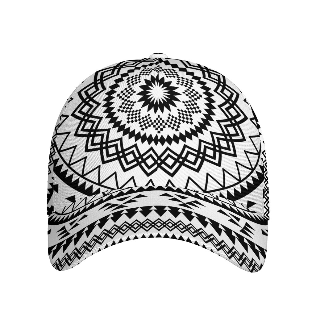 Black And White Tribal Mandala Print Baseball Cap