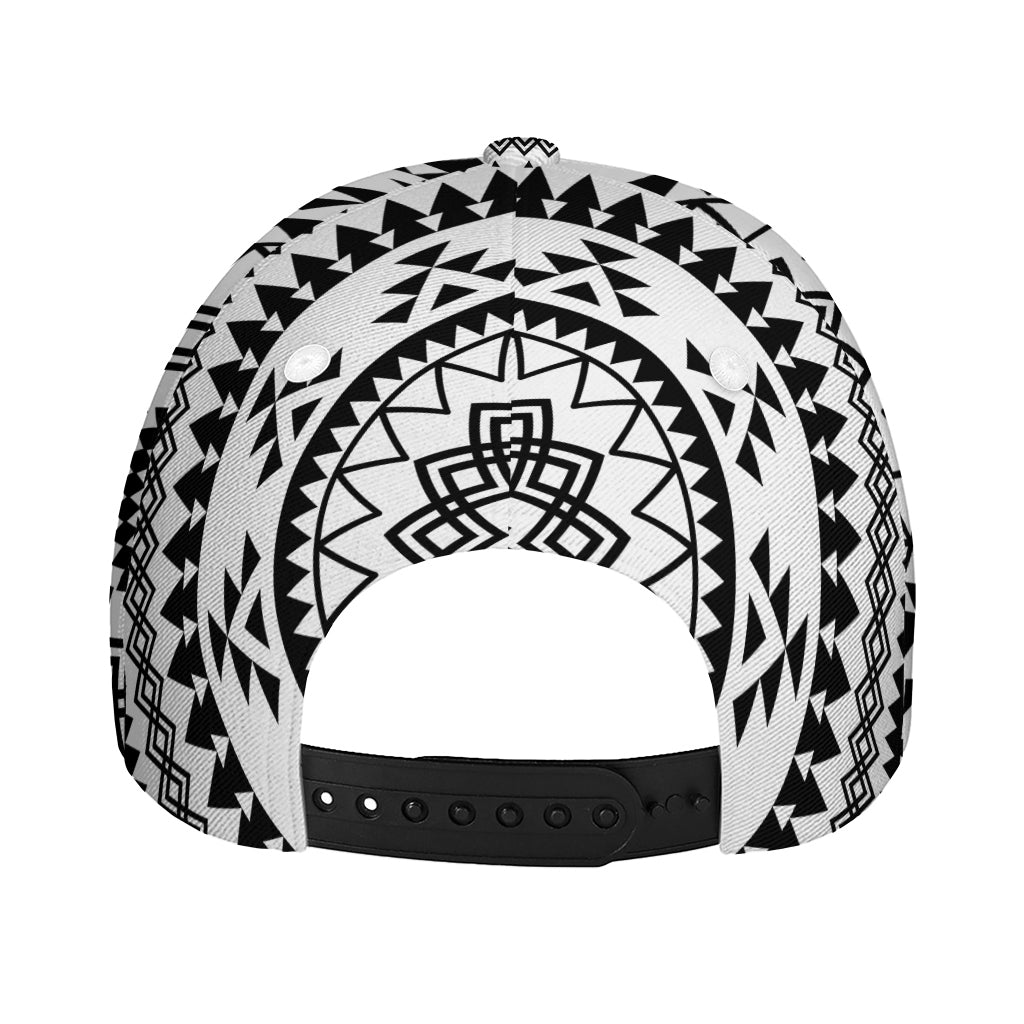 Black And White Tribal Mandala Print Baseball Cap