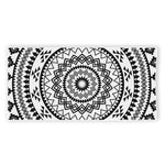 Black And White Tribal Mandala Print Beach Towel