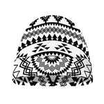 Black And White Tribal Mandala Print Beanie