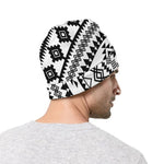Black And White Tribal Mandala Print Beanie
