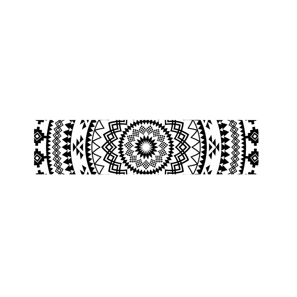 Black And White Tribal Mandala Print Bed Runner