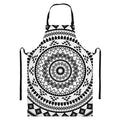 Black And White Tribal Mandala Print Bib Apron With Pocket