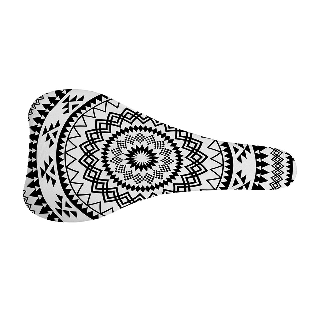 Black And White Tribal Mandala Print Bicycle Seat Cover