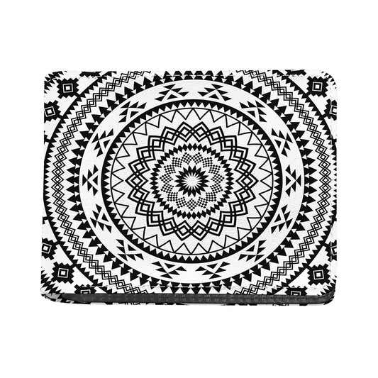 Black And White Tribal Mandala Print Bifold Wallet