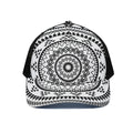 Black And White Tribal Mandala Print Black Mesh Trucker Hat