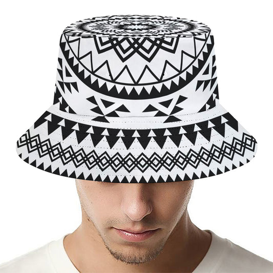 Black And White Tribal Mandala Print Bucket Hat