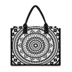 Black And White Tribal Mandala Print Canvas Tote Bag