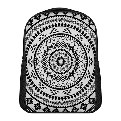 Black And White Tribal Mandala Print Casual Backpack