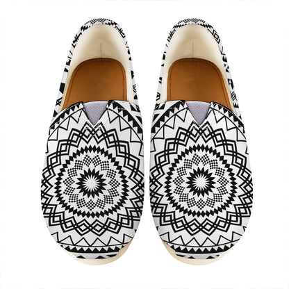 Black And White Tribal Mandala Print Casual Shoes