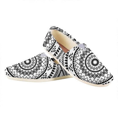Black And White Tribal Mandala Print Casual Shoes