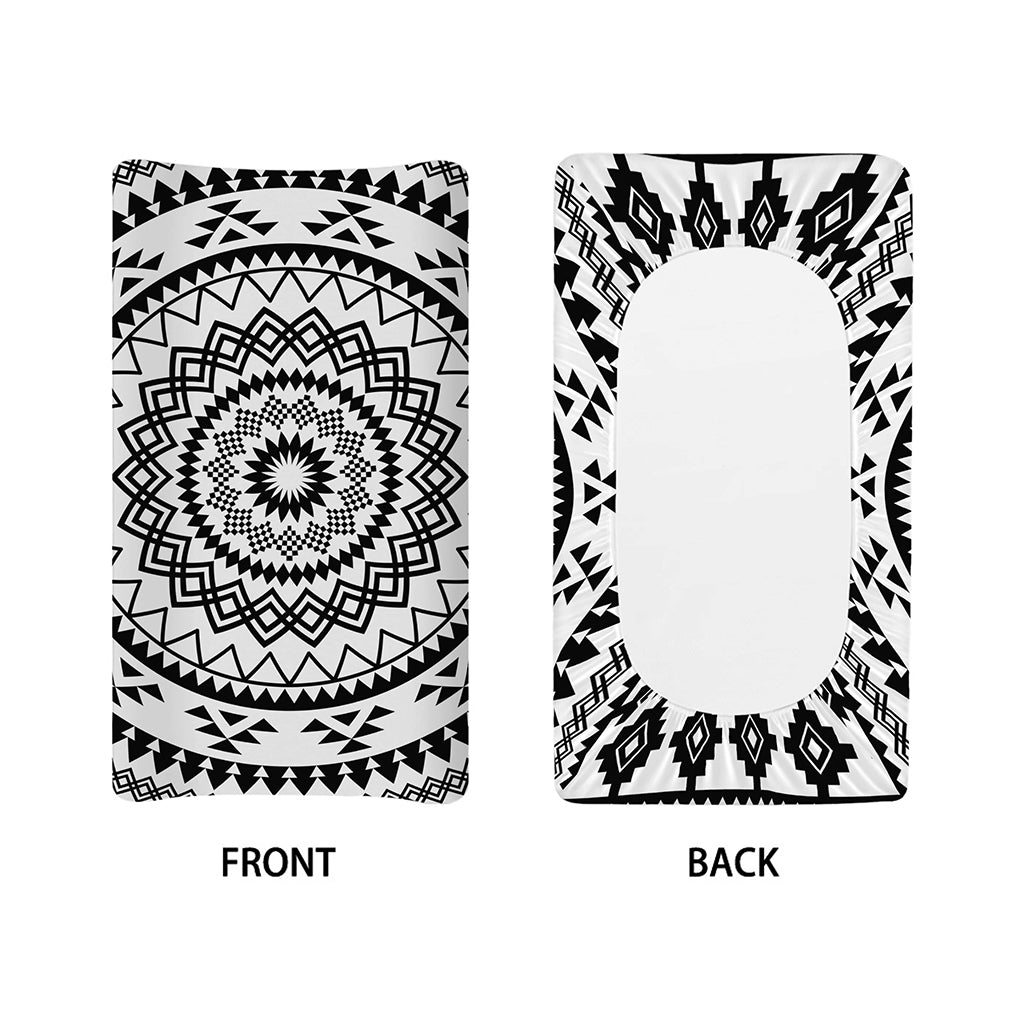 Black And White Tribal Mandala Print Changing Pad Cover
