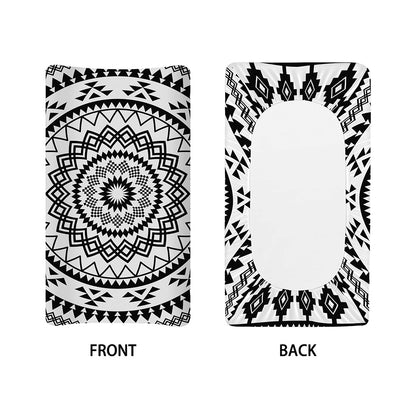 Black And White Tribal Mandala Print Changing Pad Cover