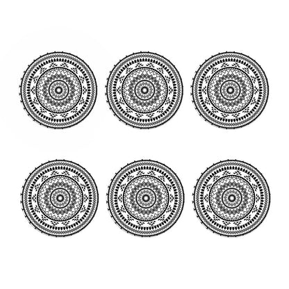 Black And White Tribal Mandala Print Coaster Set