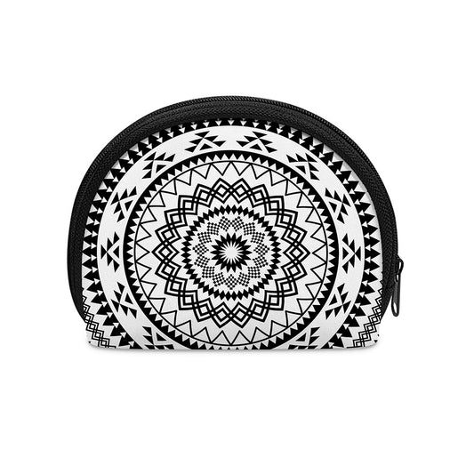 Black And White Tribal Mandala Print Coin Purse