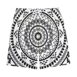 Black And White Tribal Mandala Print Cotton Shorts