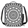 Black And White Tribal Mandala Print Crossbody Lunch Bag