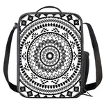 Black And White Tribal Mandala Print Crossbody Lunch Bag