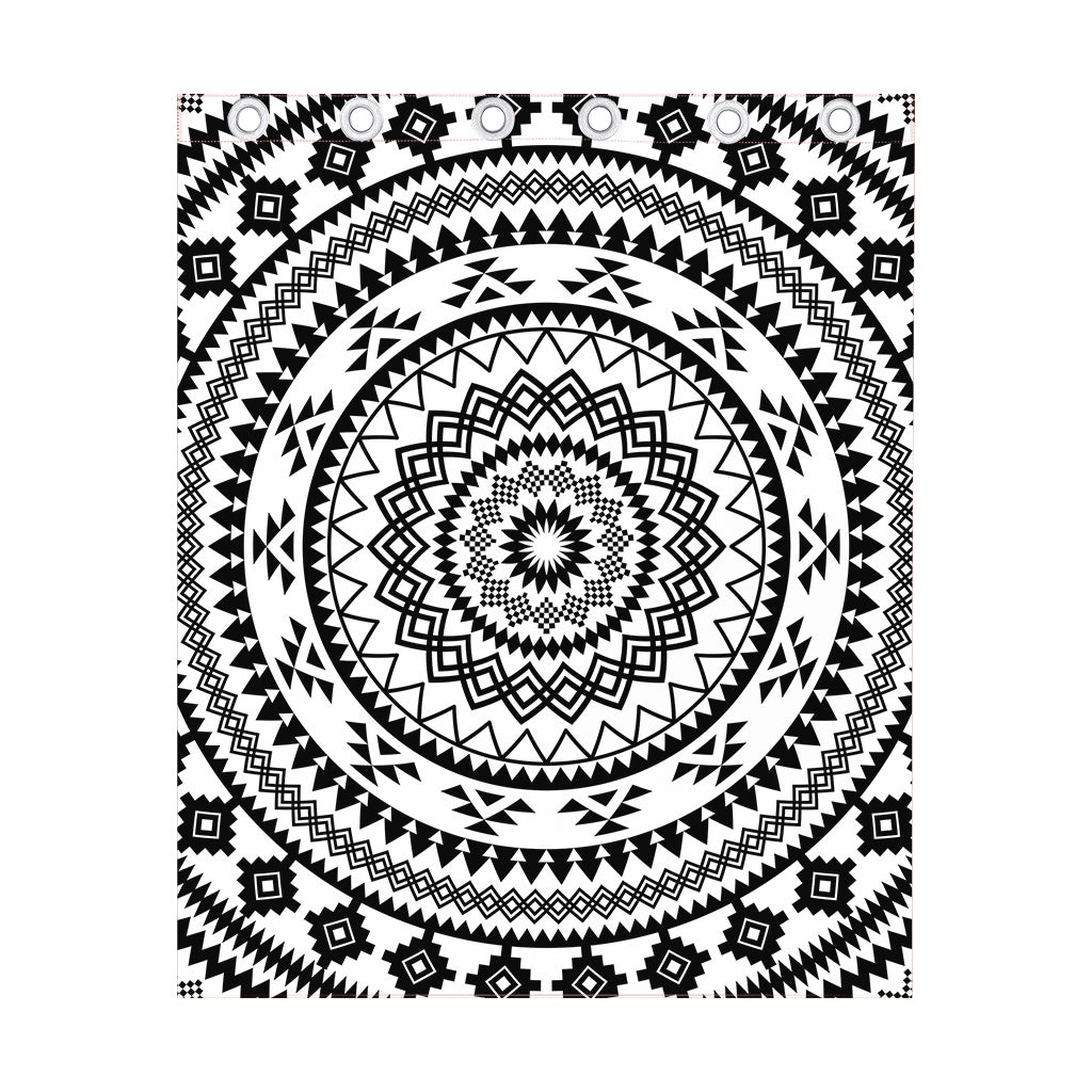 Black And White Tribal Mandala Print Curtain