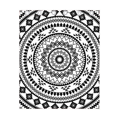 Black And White Tribal Mandala Print Curtain
