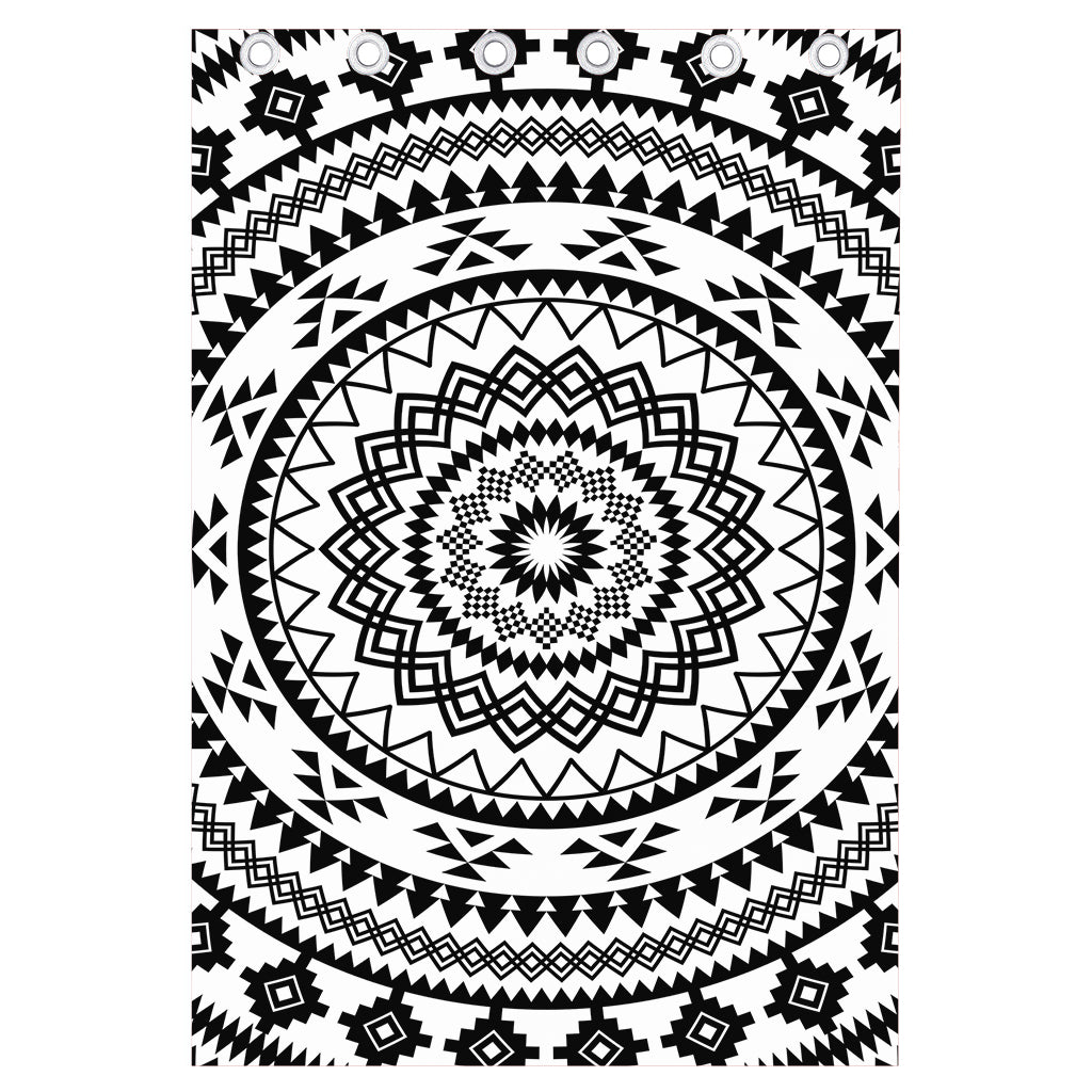 Black And White Tribal Mandala Print Curtain